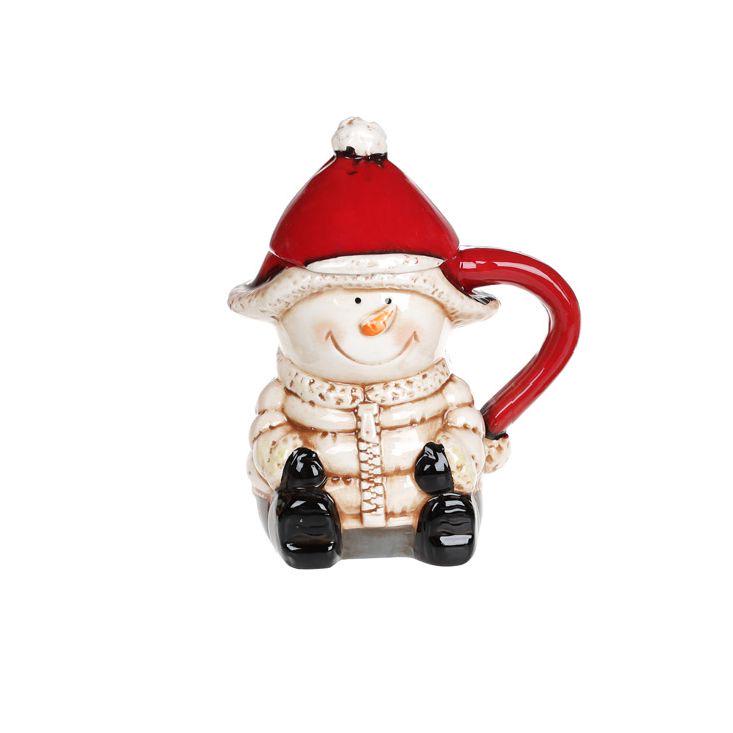 Кружка керамическая BonaDi фигурная с крышкой Снеговик Дизайн 2 460 мл (827-858)