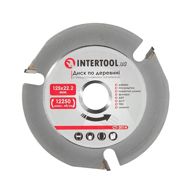 Диск по древесине с твердосплавными напайками на угловую шлифмашину 3Т 125х22,2 см