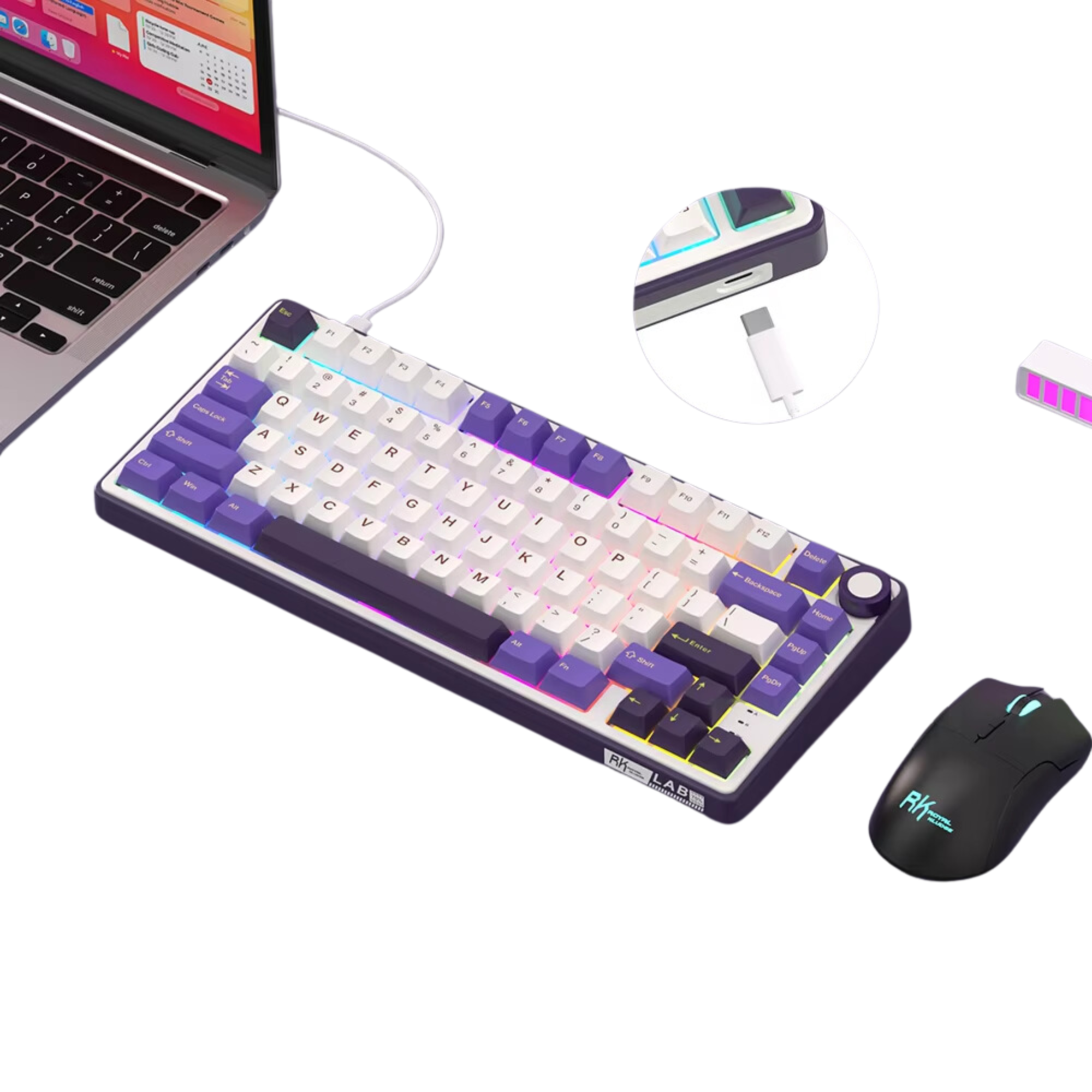 Клавиатура механическая проводная RK ROYAL KLUDGE R75 с RGB-подсветкой и поддержкой Hot-Swap/гравировка ENG/UA/RU Purple (GS-257) - фото 7 Клавиатура механическая проводная RK ROYAL KLUDGE R75 с RGB-подсветкой и поддержкой Hot-Swap/гравировка ENG/UA/RU Purple (GS-257) - фото 7