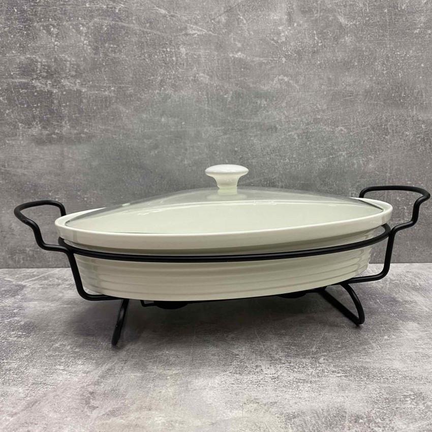 Мармит керамический Maestro MR-11460-74 овальный с черной подставкой 35 см 1,8 л (2128618279)