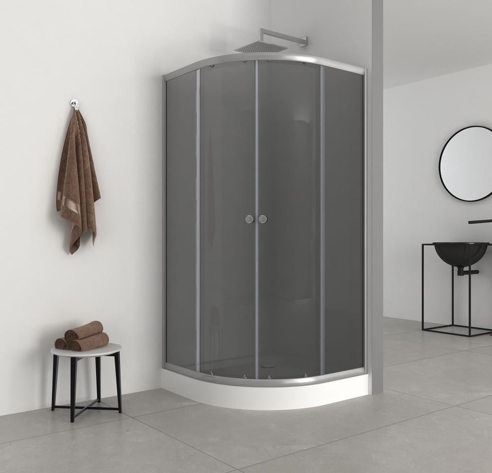 Душова кабіна з низьким піддоном MIXXUS PLAIN SCT02-90x90x195-GR сіре тоноване скло 4 мм Satin (MI6898) - фото 5