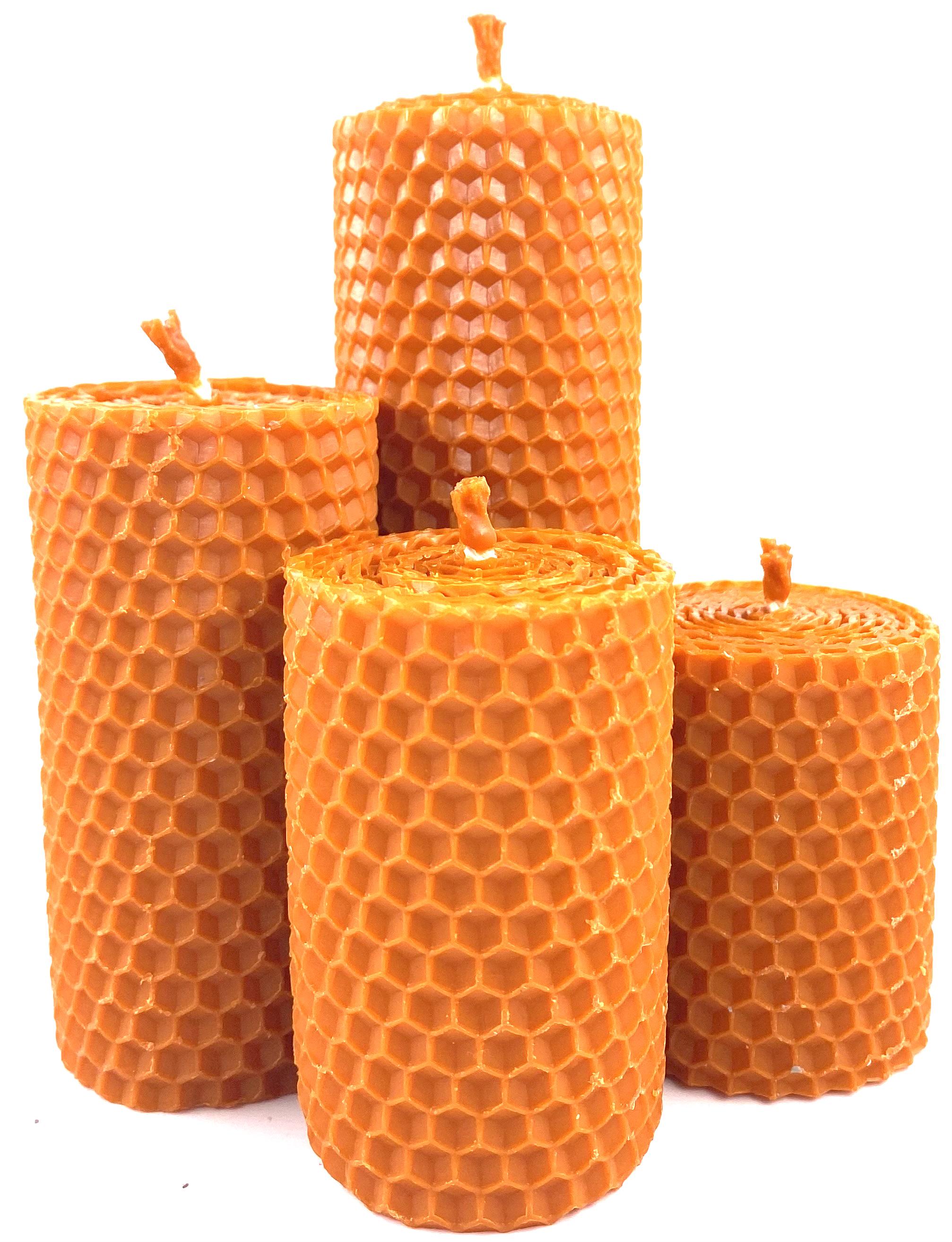 Набор 4-х декоративных свечей из натуральной вощины Оранжевый (1791)