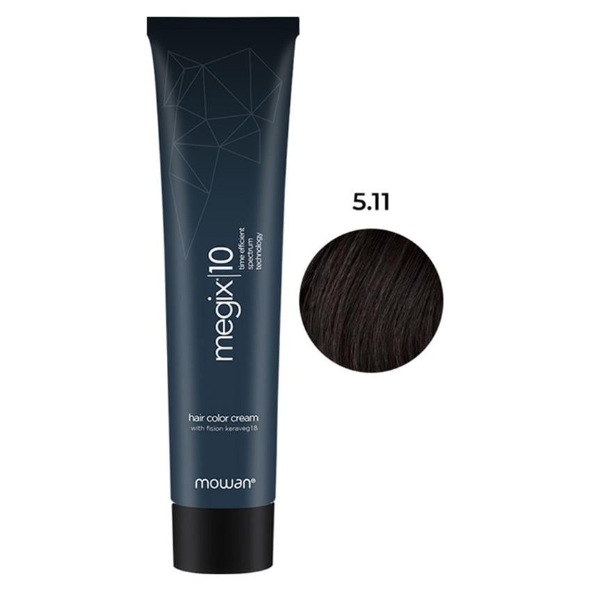 Фарба для волосся Megix10 Mowan з низьким вмістом аміаку 5.11 інтенсивний світлий попелястий коричневий (2507586026)