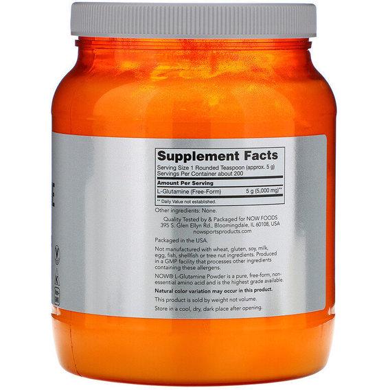 Глютамін NOW Foods L-Glutamine Sports Powder 2.2 lbs 1000 г 200 порцій - фото 2