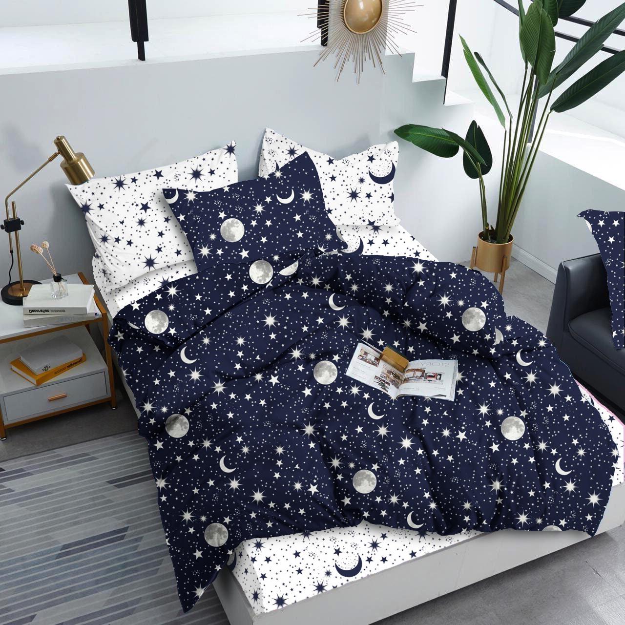 Комплект постельного белья Zastelli Stars on Blue бязь полуторный 145х210 Синий