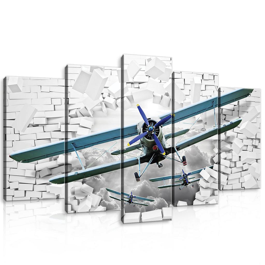 Модульна картина на полотні 100x60 см Consalnet Літак вилітає зі стіни 3D (PS10407S17)