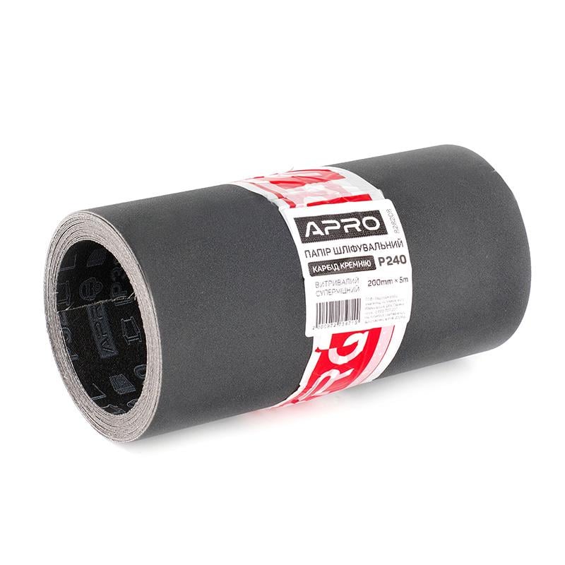 Папір шліфувальний Apro тканинний Ultra витривалий карбід кремнію 200 мм x 5 м P240 (828208)