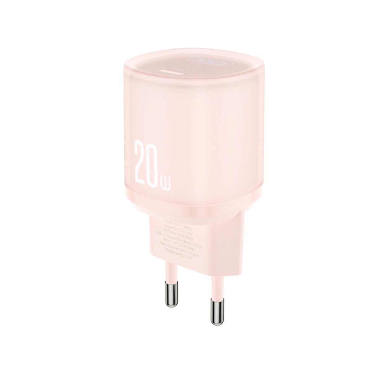 Зарядное устройство сетевое Xo L143 PD20 W Single USB-C розовый Зарядное устройство сетевое Xo L143 PD20 W Single USB-C розовый