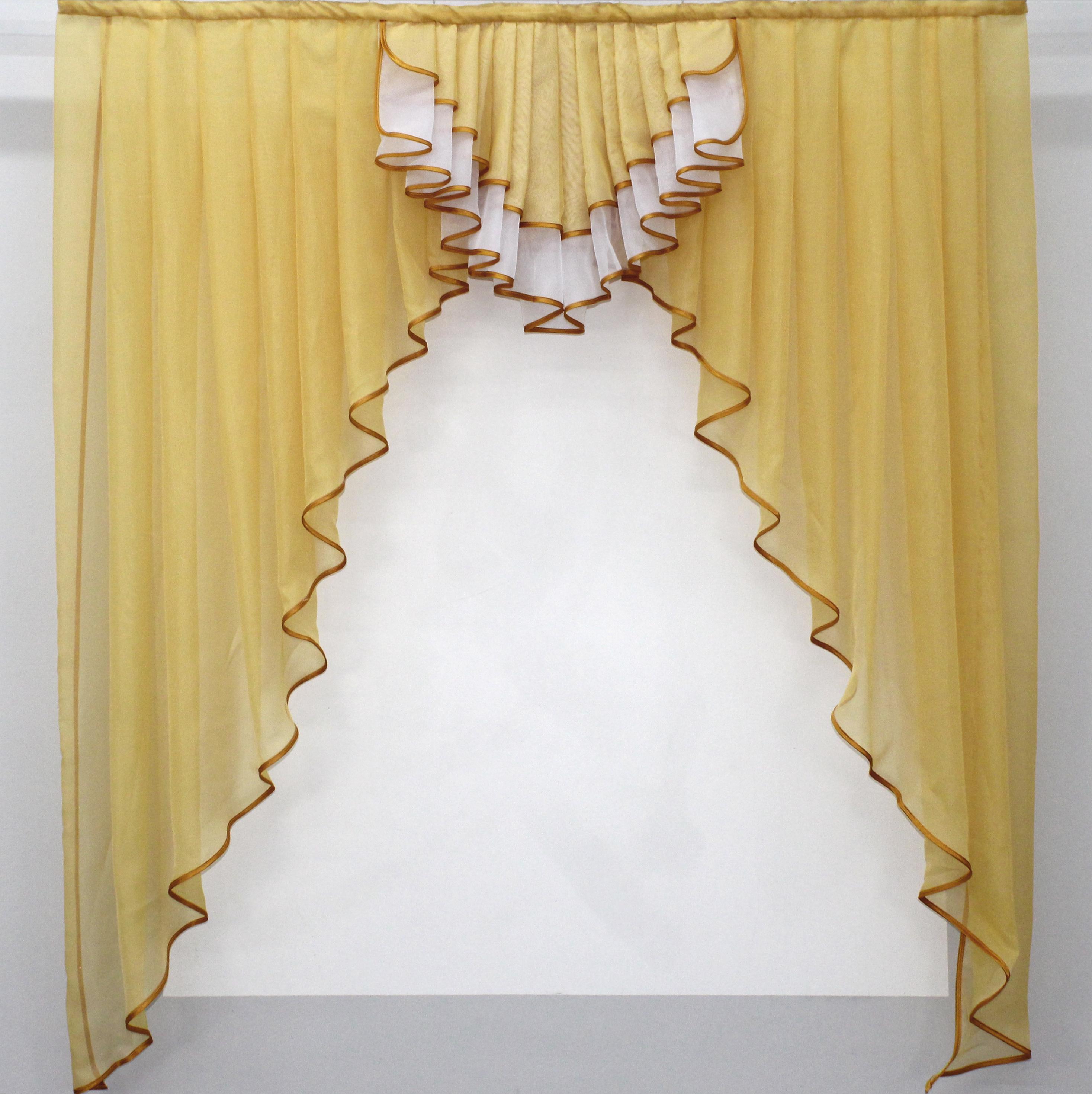 Ламбрекен кухонный VR-Textil № 028к 150х170 см Белый/Янтарный (50-573)