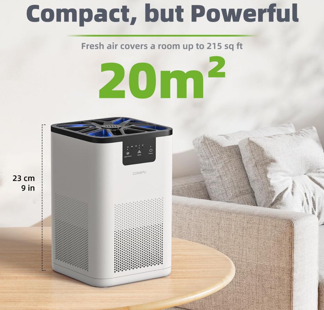 Очищувач повітря CONOPU з HEPA H13 3-ступенева фільтрація ароматерапія для дому та алергіків - фото 4