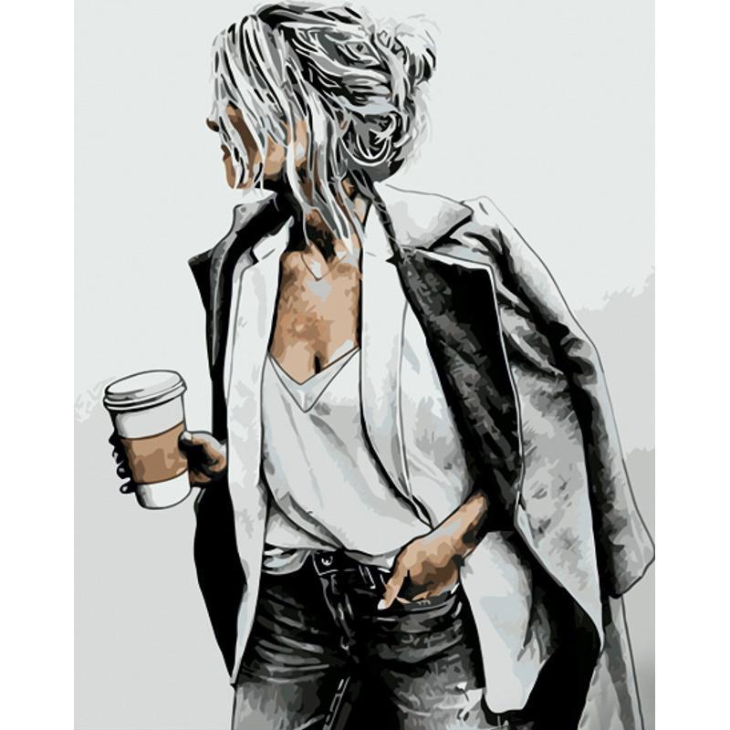 Картина по номерам Strateg Премиум Стильная девушка 40x50 см (GS1137)