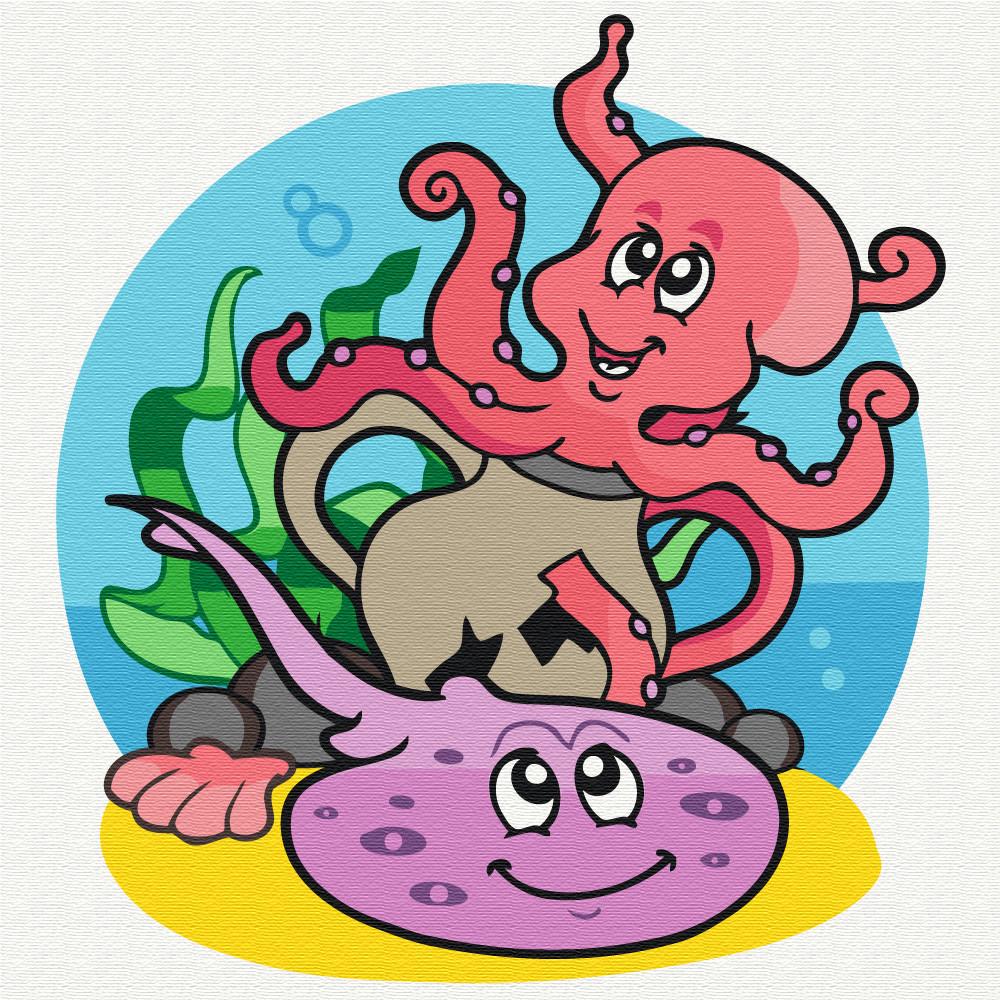 Картина по номерам Brushme PSQ30009 Восьминожка и скат 30х30 см (1757118331)