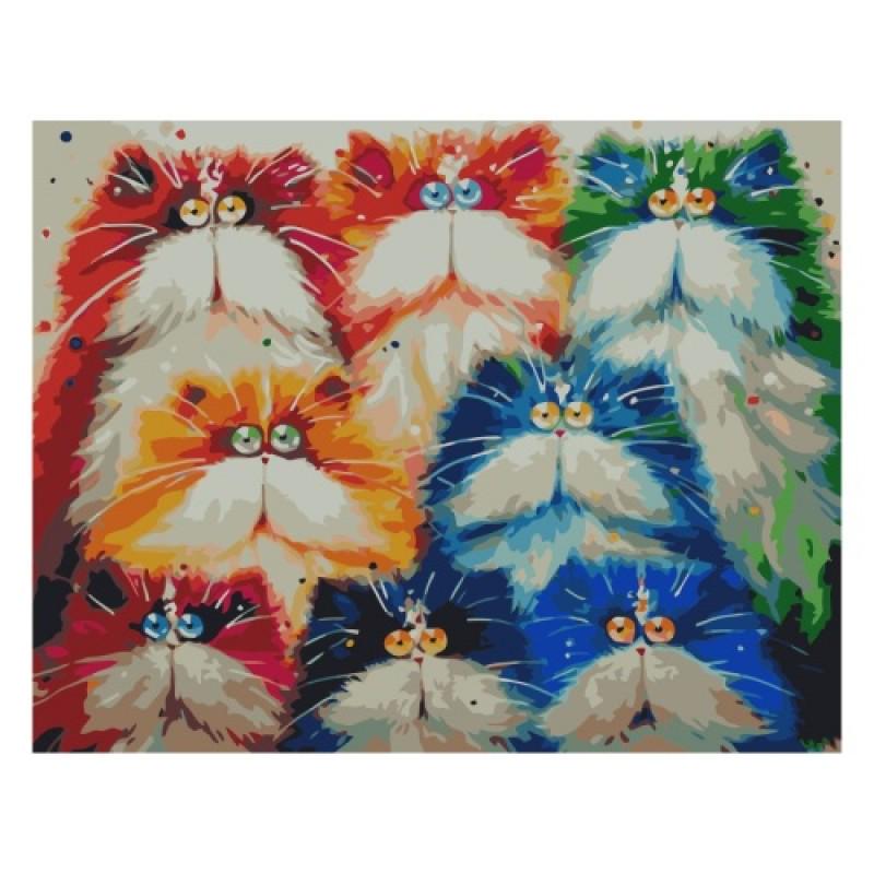Картина за номерами VA-0272 Кольорові котики р. 40x50 см