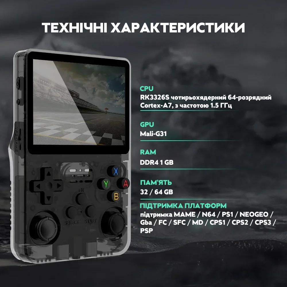 Ігрова приставка консоль RIAS R36S 3,5" IPS 32/64 Gb 15000 ігор Black (967) - фото 4 Ігрова приставка консоль RIAS R36S 3,5" IPS 32/64 Gb 15000 ігор Black (967) - фото 4