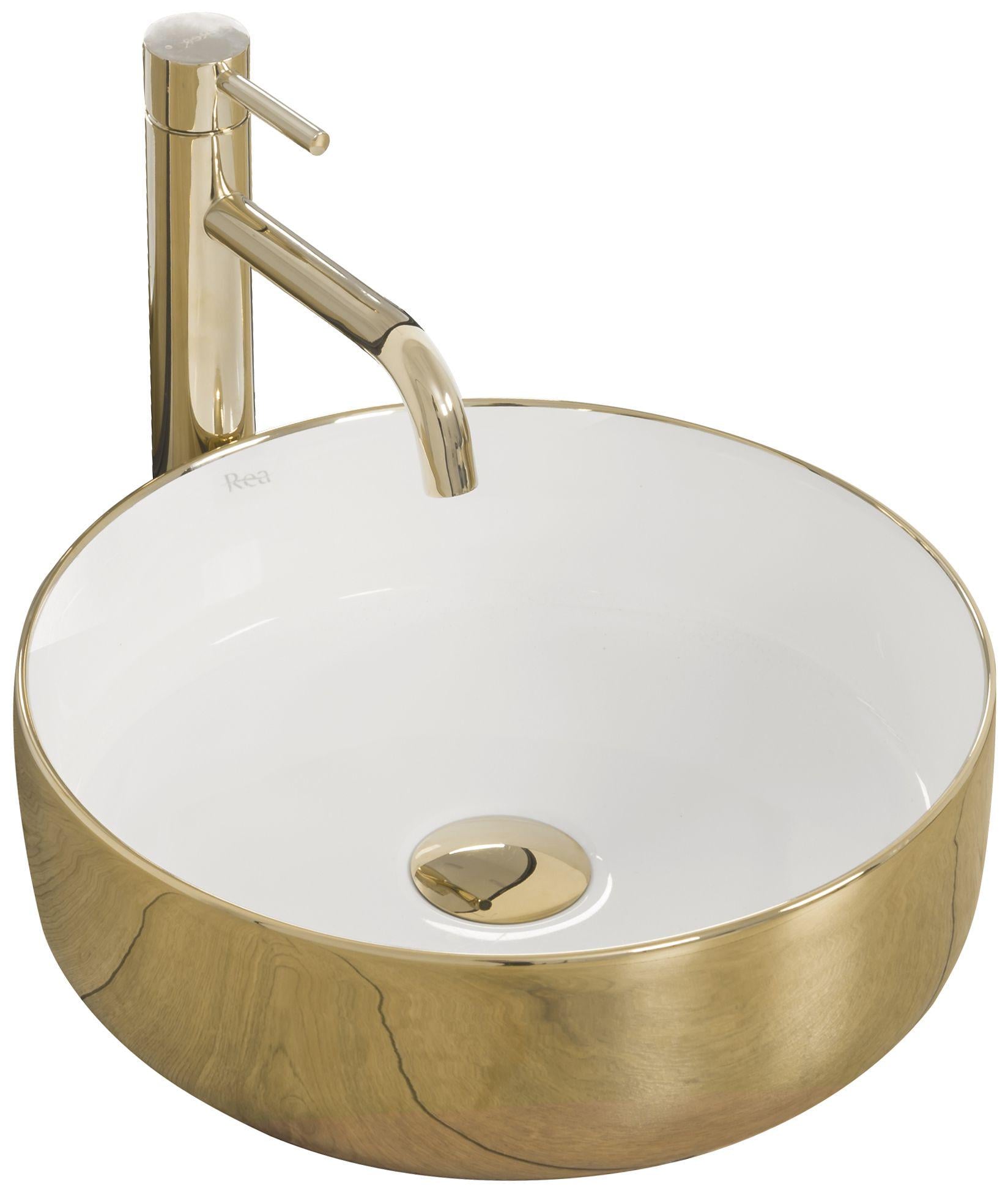 Умивальник накладний REA SAMI GOLD WHITE REA-U1801 360x360x120 мм Золотий (133086)