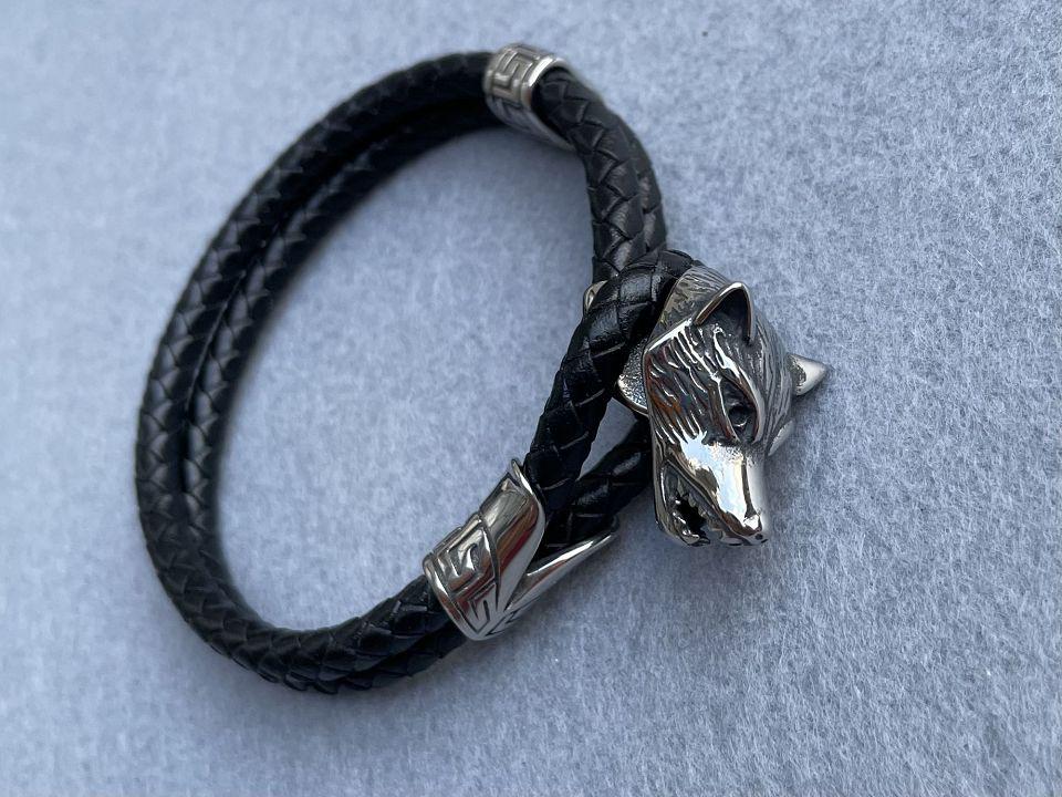 Браслет кожаный Волк