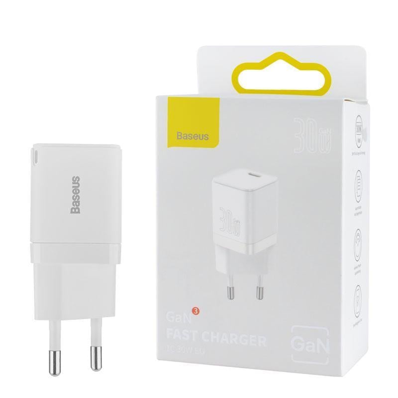 Зарядний пристрій BASEUS GAN3 Fast Charger 1C 30W EU White (CCGN010102)
