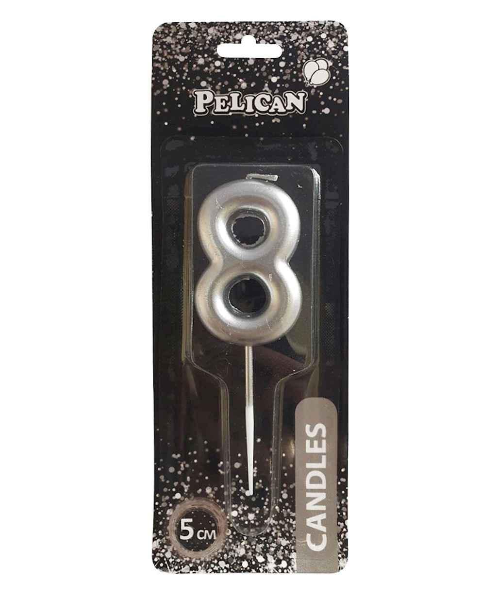 Свеча для торта Pelican 8 5 см Серебристый (865028)