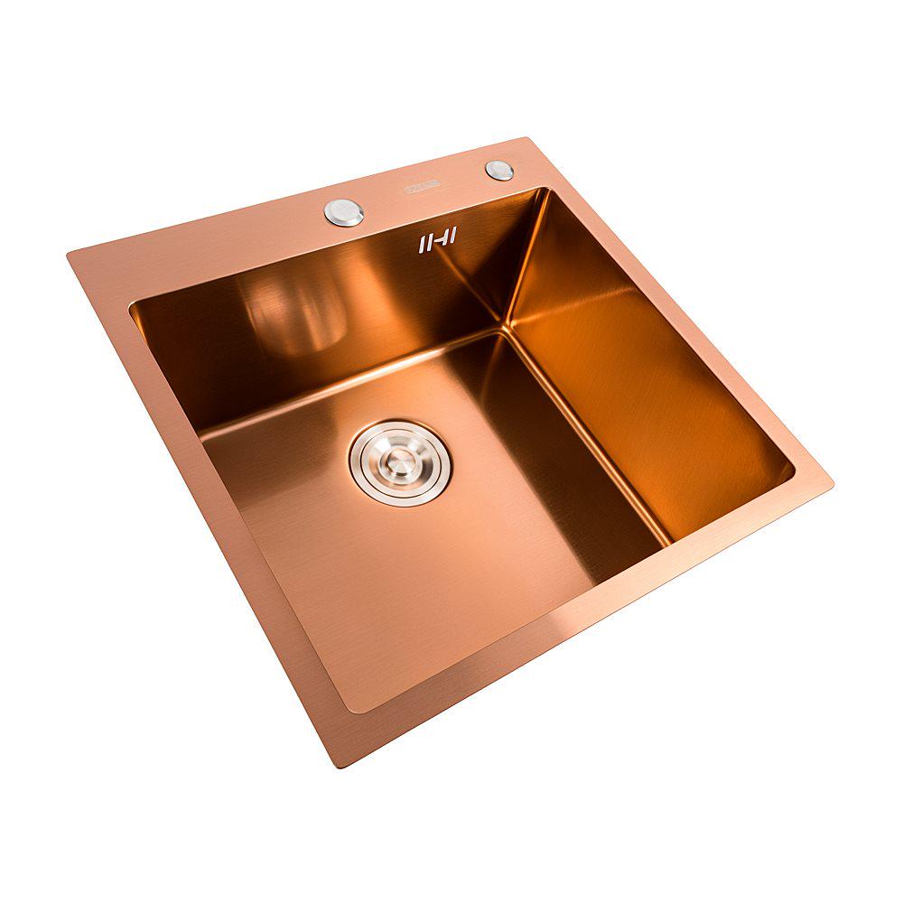 Кухонная мойка Platinum Handmade PVD медь 3,0/1,5 мм с дозатором 500x500x220 мм - фото 2 Кухонная мойка Platinum Handmade PVD медь 3,0/1,5 мм с дозатором 500x500x220 мм - фото 2