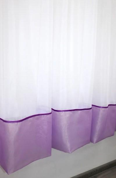 Гардина на кухню/балкон шифон 270х170 см Бузковий/Білий (110к) - фото 2 Гардина на кухню/балкон шифон 270х170 см Бузковий/Білий (110к) - фото 2