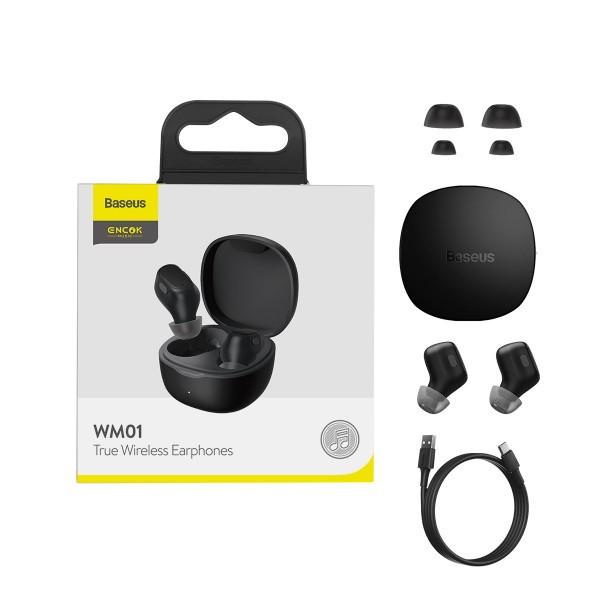 Наушники беспроводные Bluetooth Baseus Encok True Wireless Earphones WM01 Black - фото 4 Наушники беспроводные Bluetooth Baseus Encok True Wireless Earphones WM01 Black - фото 4