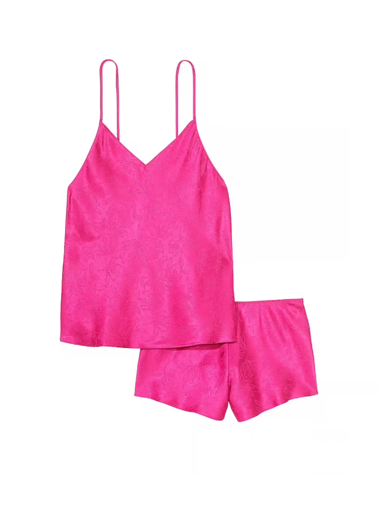 Піжама жіноча Victoria's Secret Satin Jacquard Cami & Shorts Set сатинова M Кораловий (17552659) - фото 3