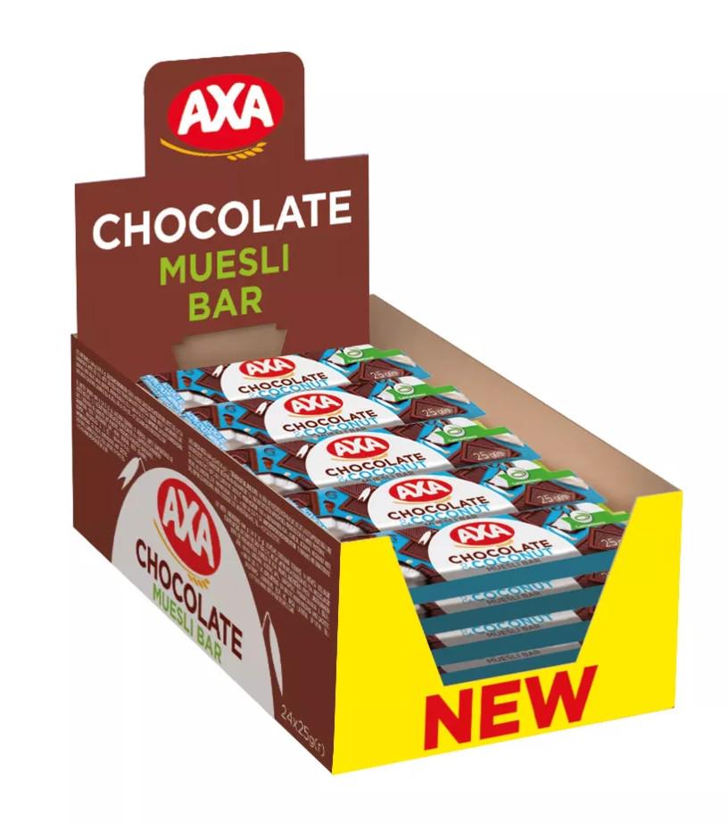 Батончики АХА з молочним шоколадом та кокосом 25 г 24 шт.