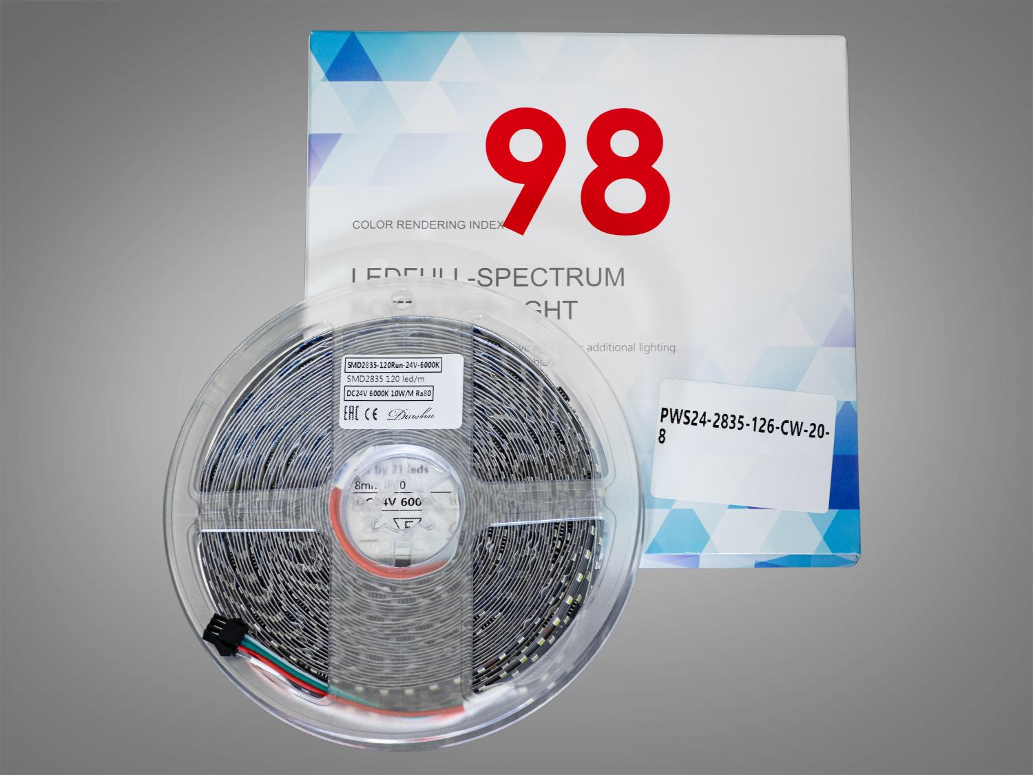 Світлодіодна стрічка адресна 24 В 126 діодів на метр 8 мм Холодний білий (PWS24-2835-126-CW-20-8) - фото 2