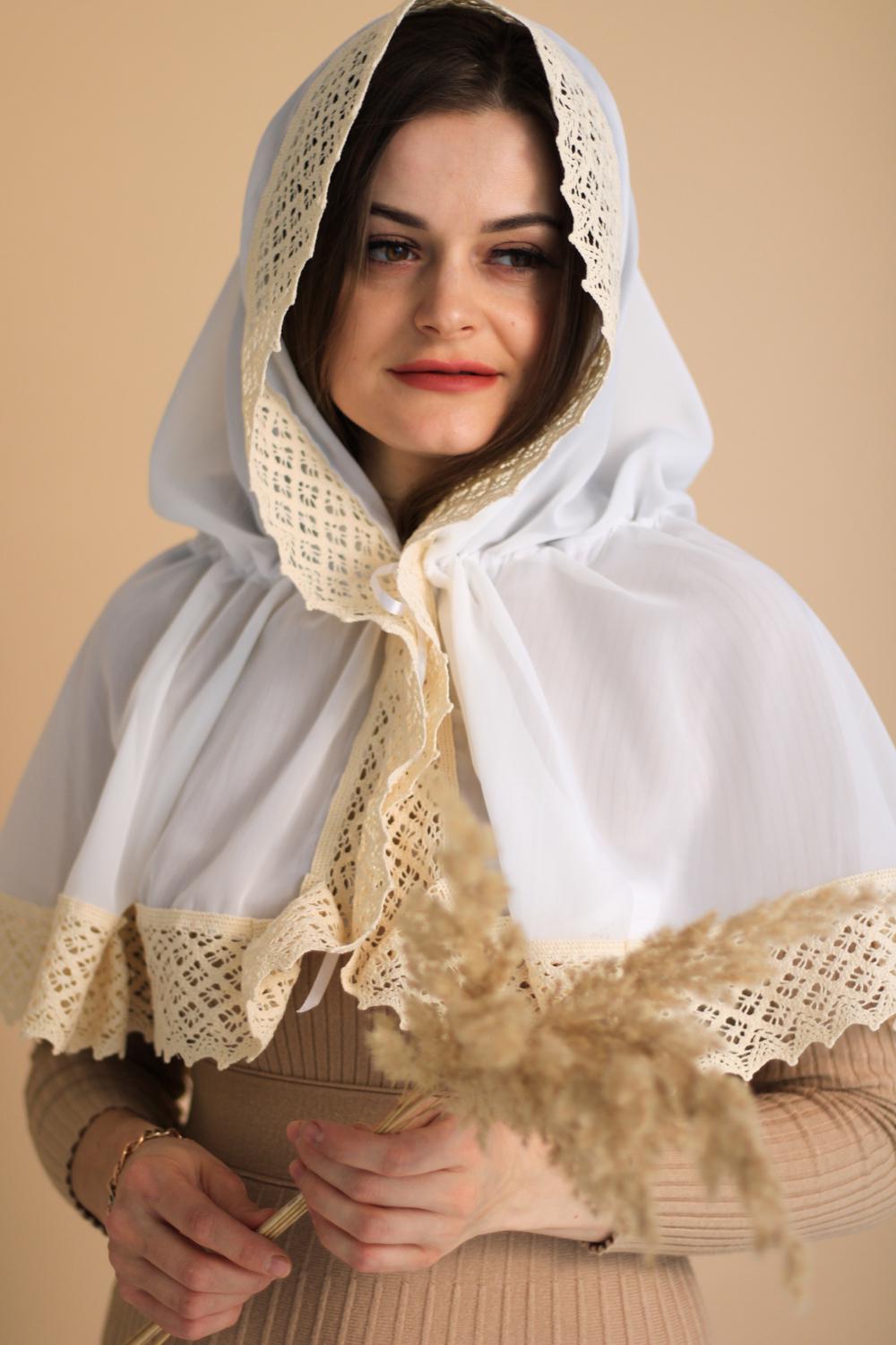 Палантин для храму на голову Білий (п020) - фото 2 Палантин для храму на голову Білий (п020) - фото 2