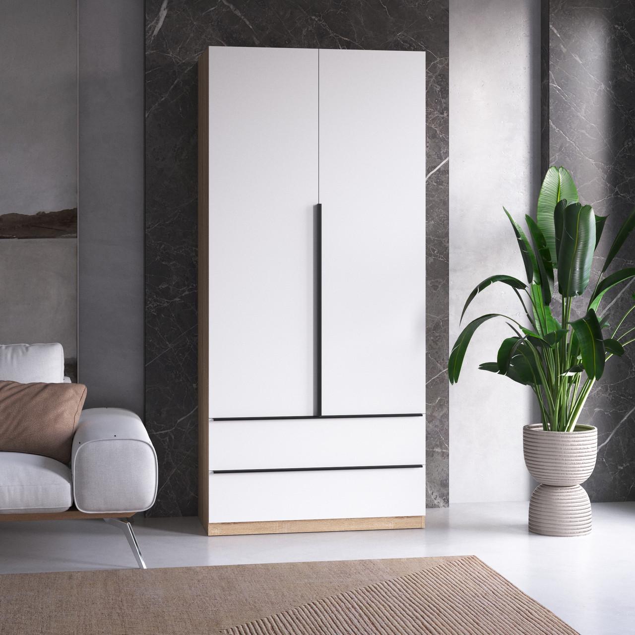 Шафа гардеробна Вайс M-30 1000х500х2195 мм Дуб Сонома/Білий фасад (30827458) - фото 1 Шафа гардеробна Вайс M-30 1000х500х2195 мм Дуб Сонома/Білий фасад (30827458) - фото 1