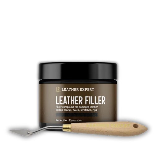 Шпаклівка для натуральної та штучної шкіри та шпатель Leather Expert Filler Комплект 50 мл Чорний