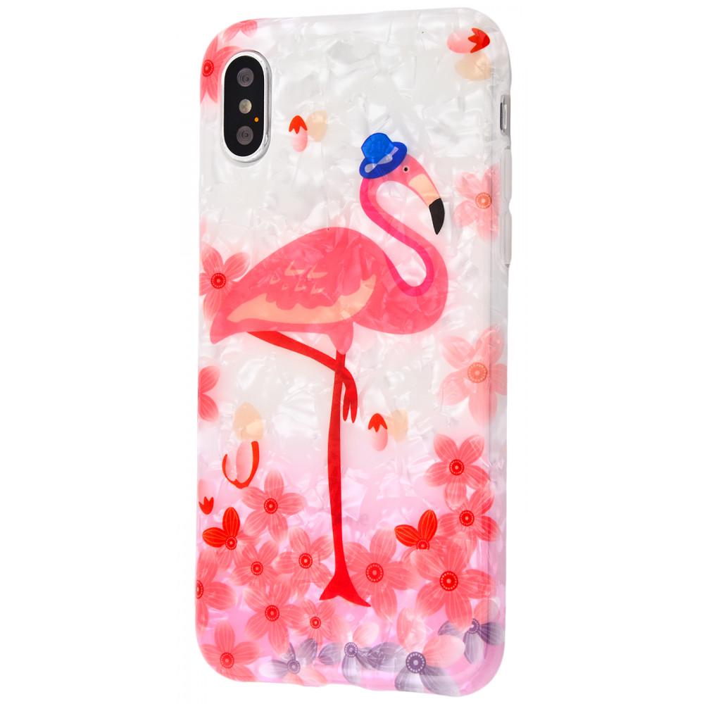 Чехол PRC Blood Of Jelly Cute case для iPhone X/XS Flamingo With Hat с рисунком