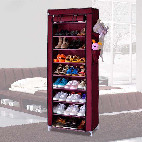 Стелаж для зберігання взуття Combination Shoe Frame 60X30X160 на 9 полиць Бордовий