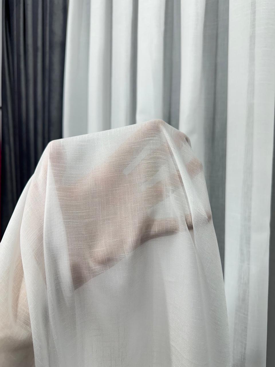 Тюль готовий з обтяжувачем креп-льон однотонний матовий на тасьмі 6 см 400x270 см Білий (1100 Т29) - фото 8