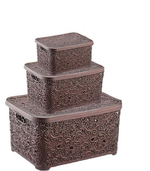 Набор корзин для хранения Openwork Mini 20263 3в1 экопластик Коричневый (147-46-20263) Набор корзин для хранения Openwork Mini 20263 3в1 экопластик Коричневый (147-46-20263)