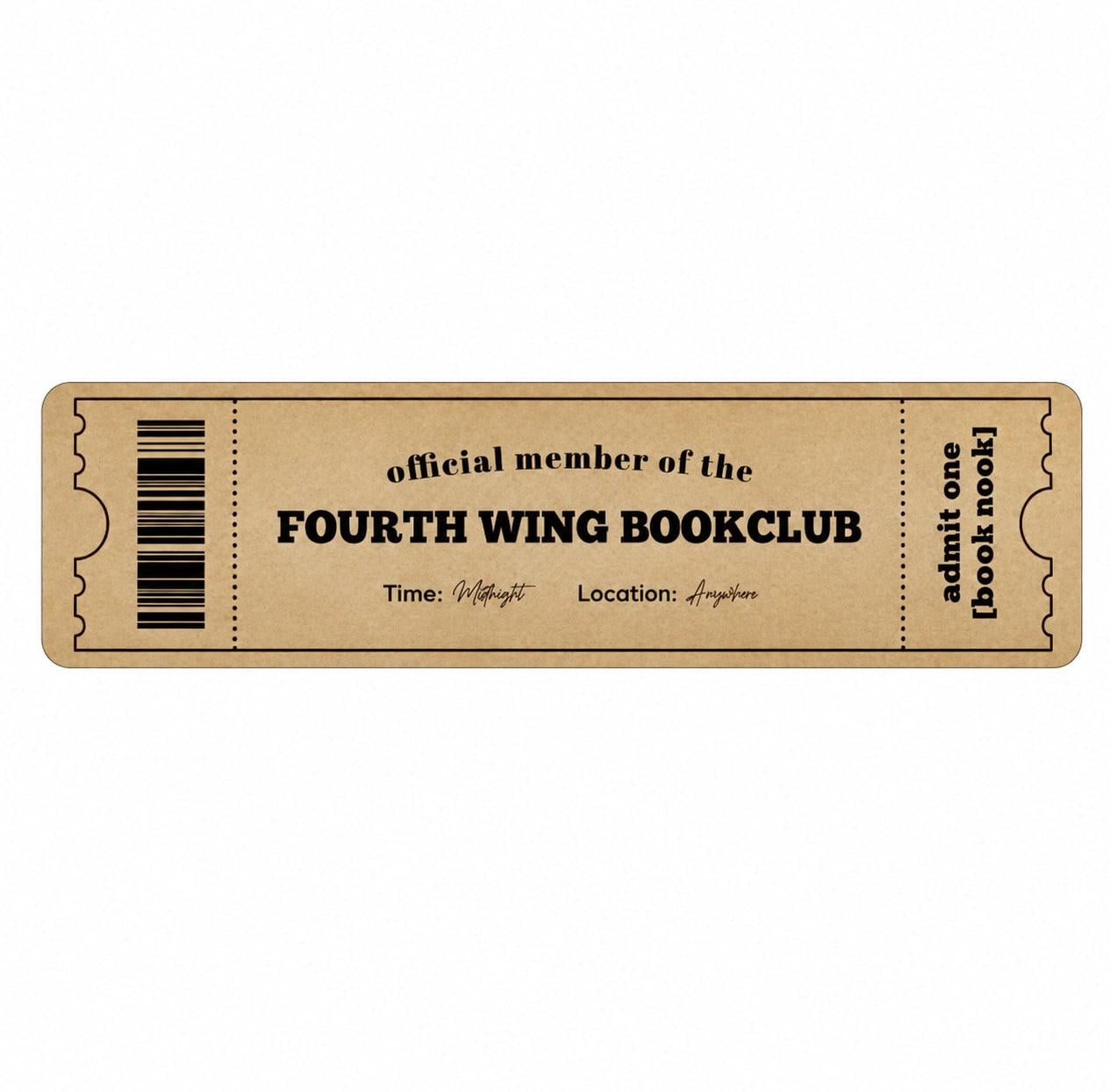 Закладка-квиток для книг картонна Fourth Wing Bookclub Бежевий (37243402)