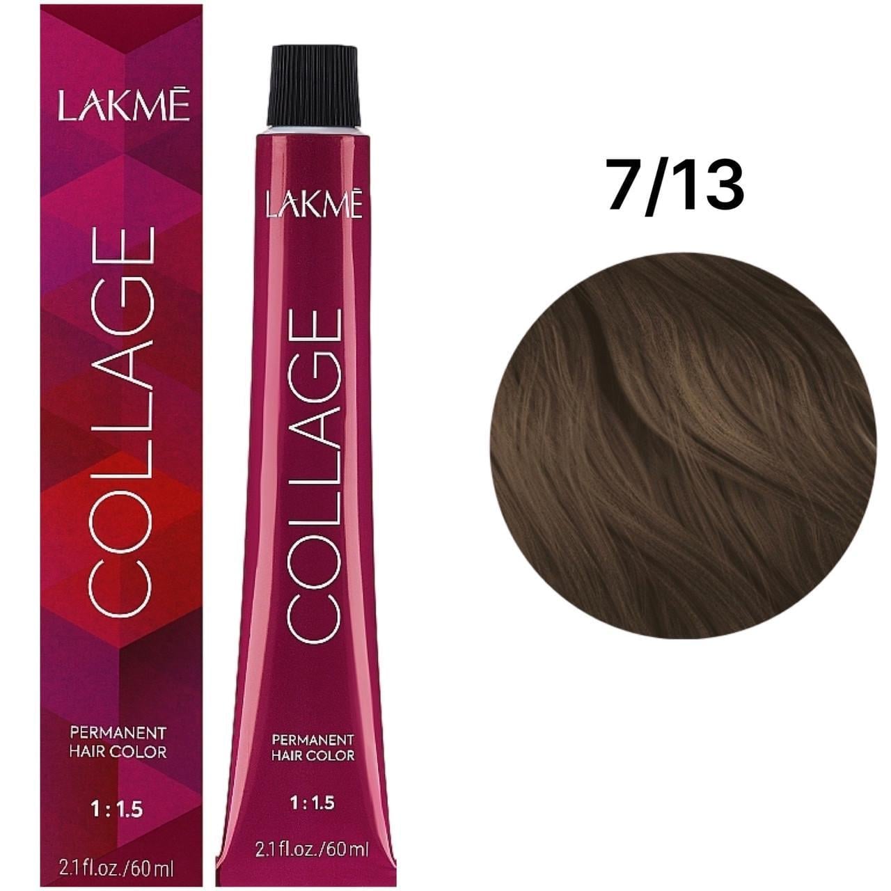 Краска для волос устойчивая Lakme Collage Creme Hair Color 7/13 Средний блондин пепельно-золотистый 60 мл Краска для волос устойчивая Lakme Collage Creme Hair Color 7/13 Средний блондин пепельно-золотистый 60 мл