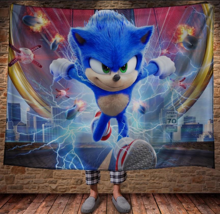 Плед с 3D принтом Соник с молниями 150x200 см (epi_0286)