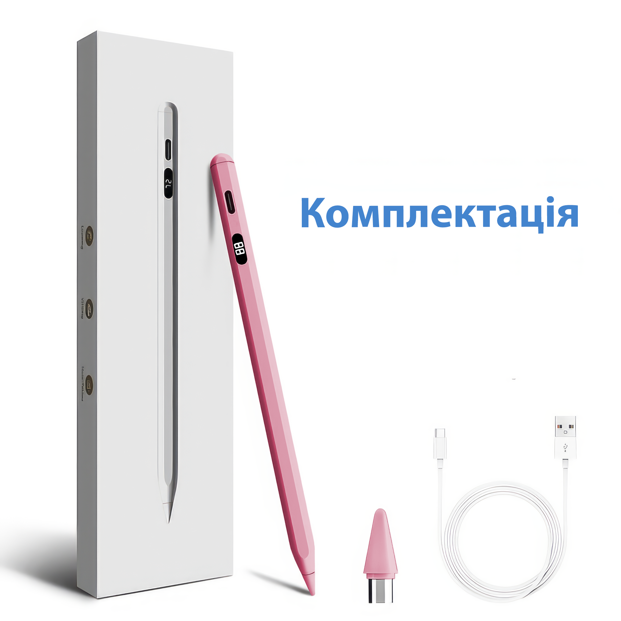 Стилус универсальный с дисплеем цифровой адаптивный для iOS и Android Розовый (21014) - фото 8