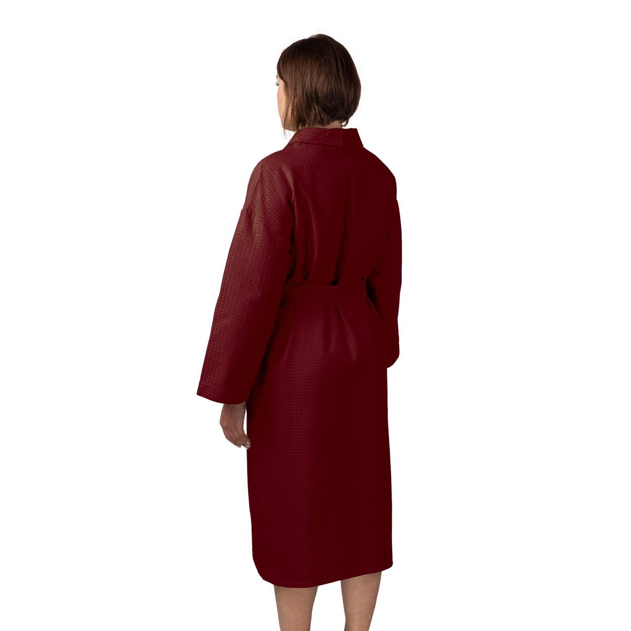 Халат вафельний Luxyart Кімоно р. 42-44 S бавовна Бордовий (LS-7196) - фото 2