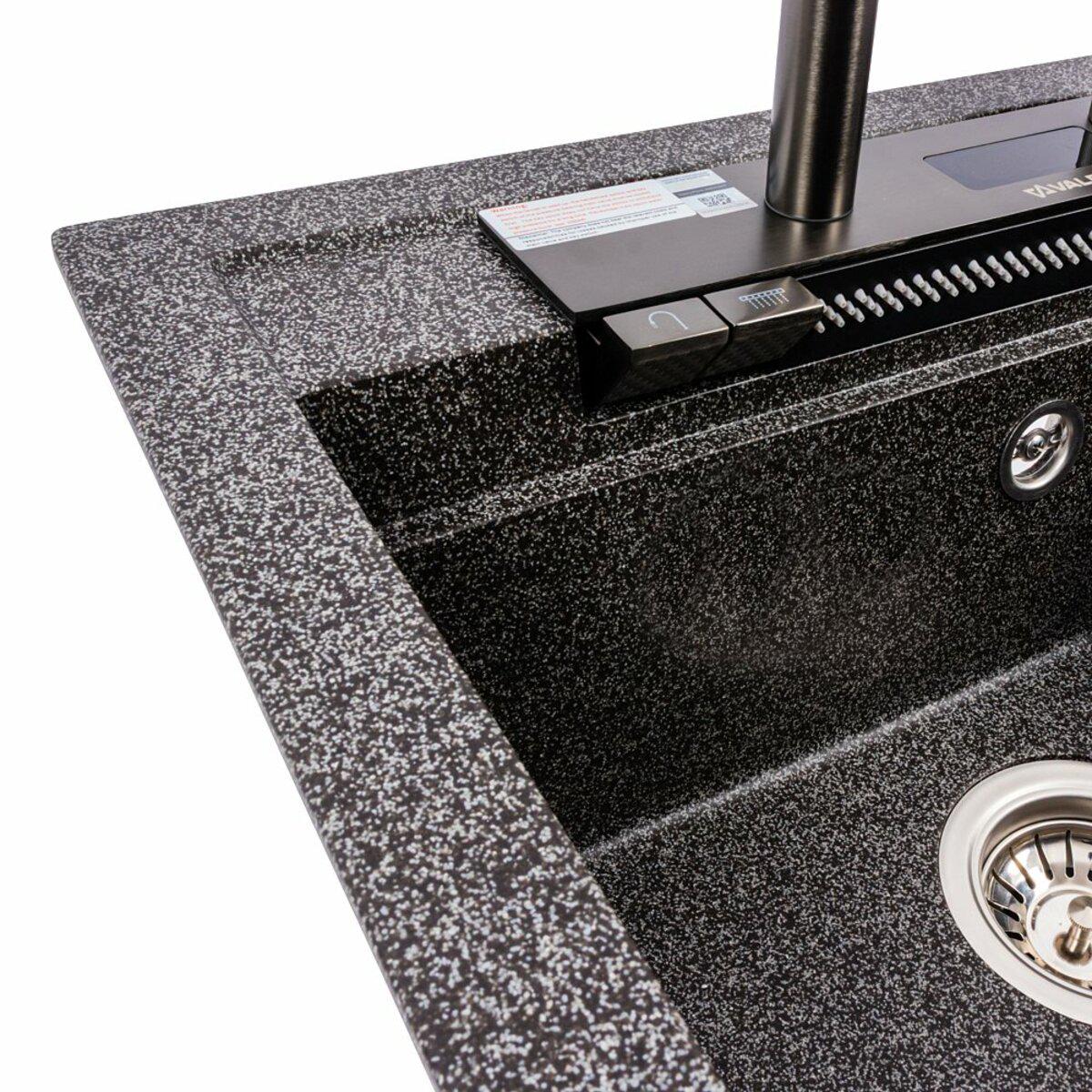 Мийка для кухні гранітна Valeso VIVA 5149 Графіт матовий (021202) - фото 4 Мийка для кухні гранітна Valeso VIVA 5149 Графіт матовий (021202) - фото 4