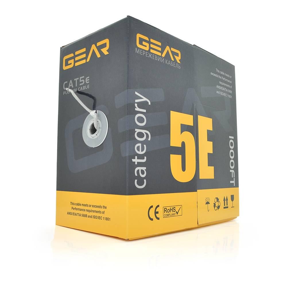 Кабель кручена пара GEAR UTP 4x2x0,51 Cat5E CCA для внутрішніх робіт 305 м Сірий