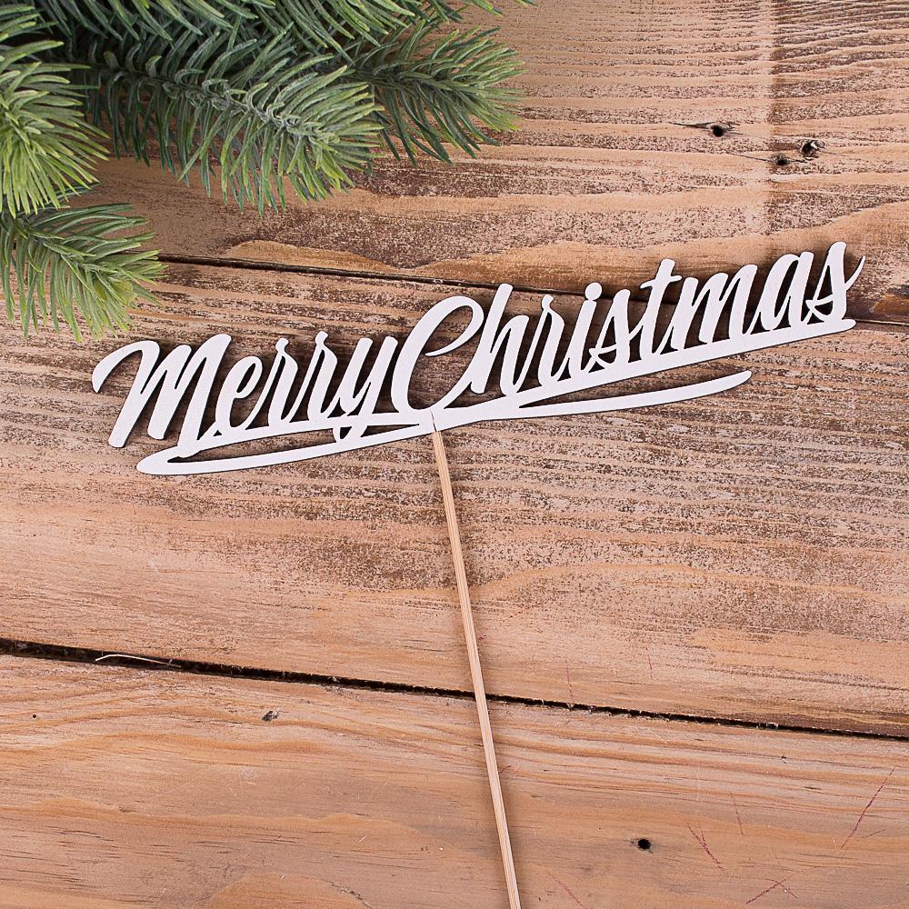 Топпер деревянный Merry christmas Белый (4022-402)