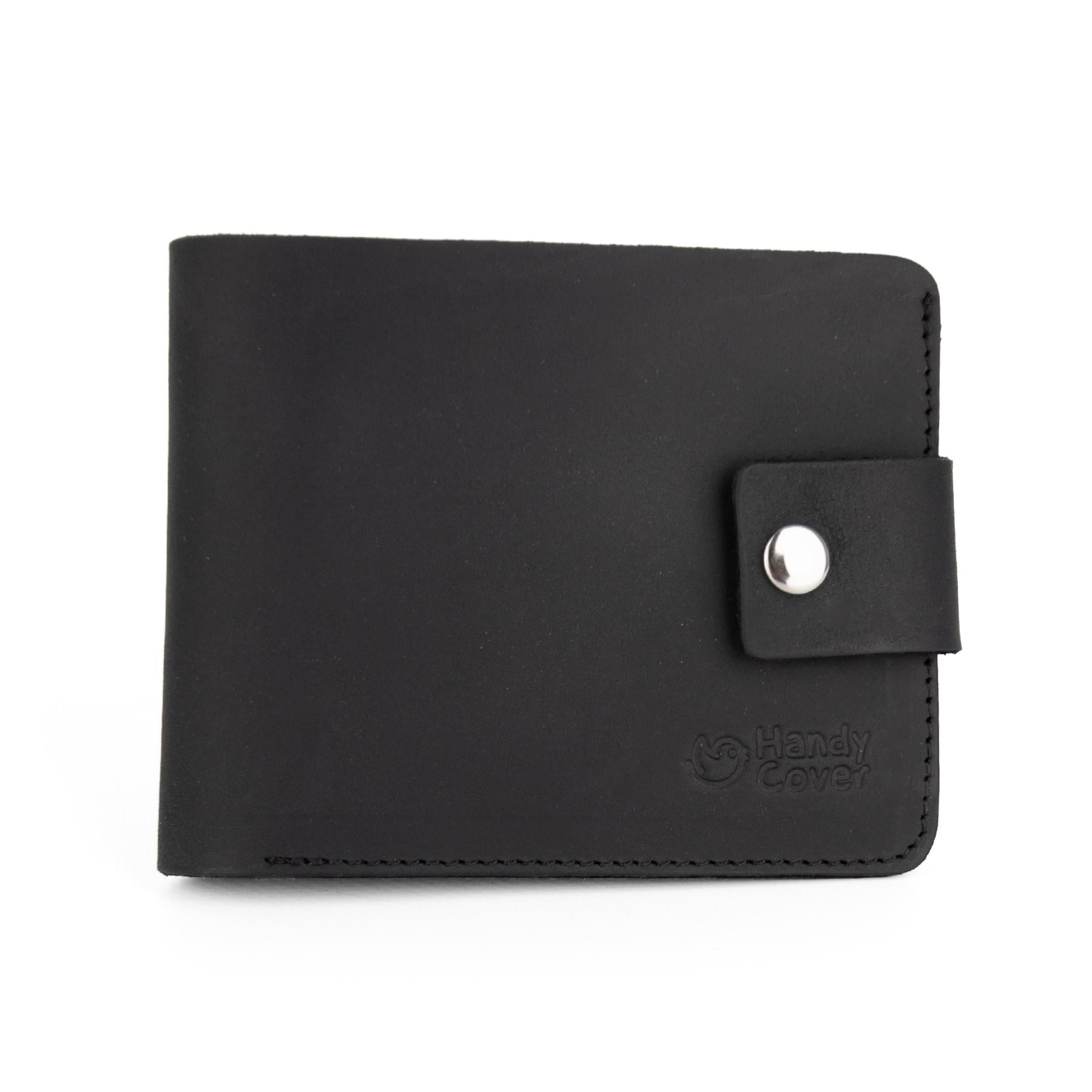 Портмоне мужское кожаное Handycover НС-0048 на кнопке Черный матовый (2995924371)