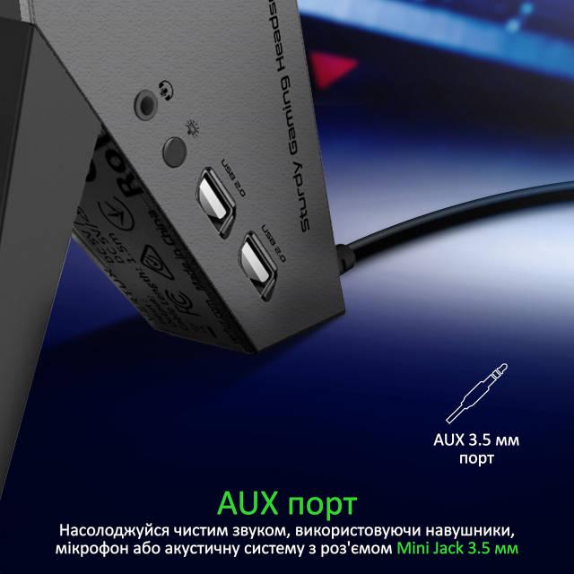 USB-хаб Vertux Zulu 2xUSB 2.0/AUX 3,5 мм с подставкой для наушников Black - фото 3