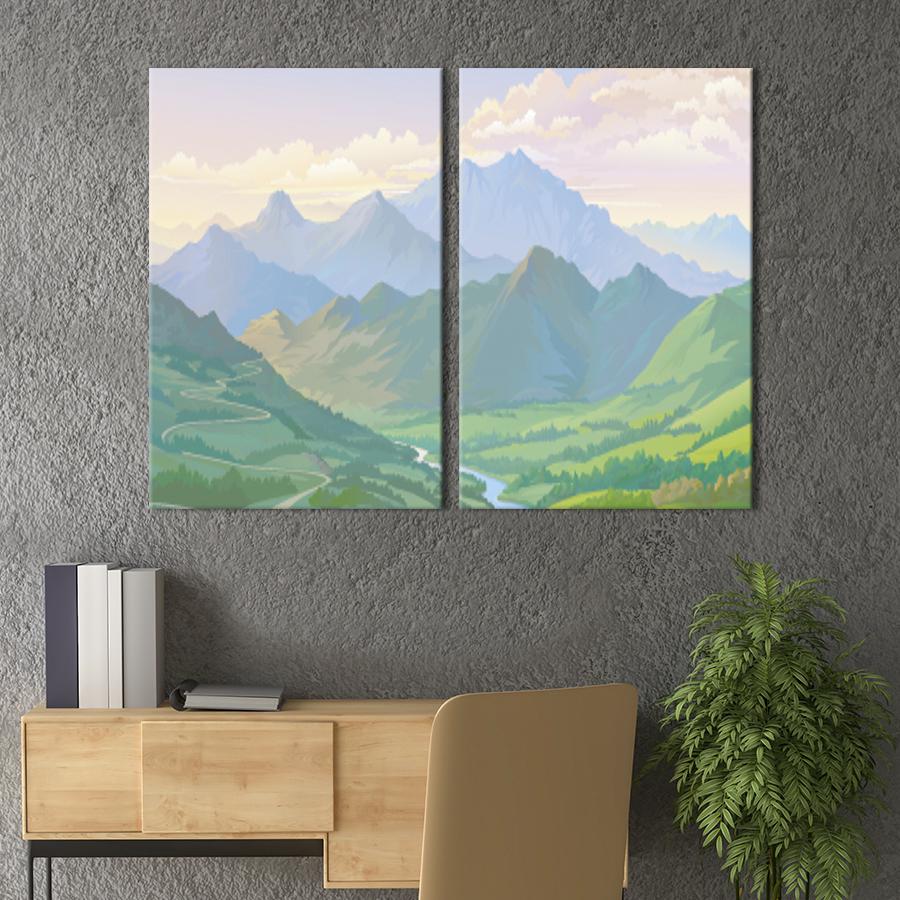 Модульная картина на холсте Диптих Живописные острые скалы 165x122 см (626-2)
