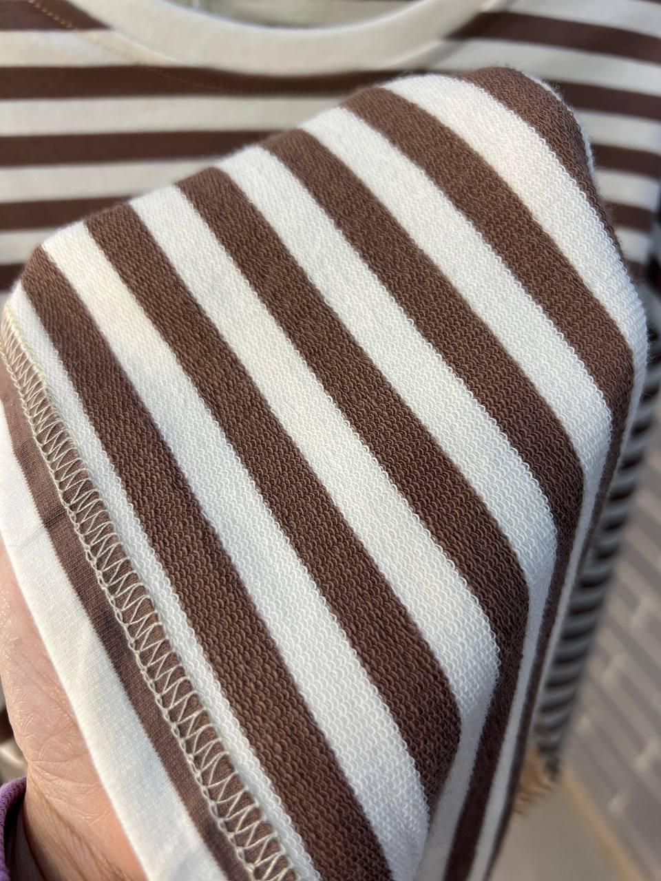 Лонгслів жіночий TEXTURE 1255 реглан смуга вільний крій OS Бежевий (1433) - фото 8