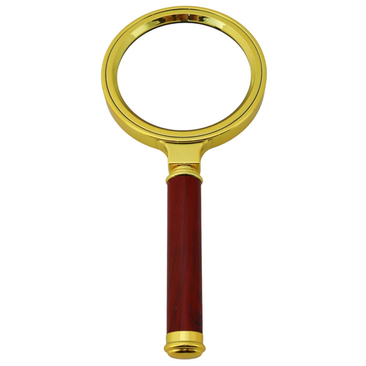 Лупа ручна 70 мм 6x зі скляною лінзою та деревʼяною ручкою (XJ4009)