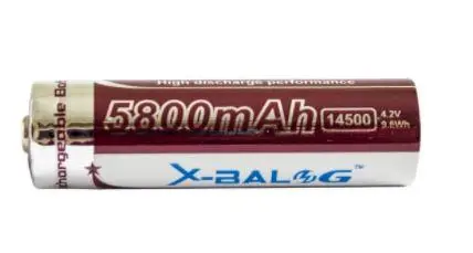 Аккумуляторная батарея Li-ion X-Balog 14500-5800 mAh 4,2 V 9,6 WH 2 шт. (720ea5e9) - фото 4