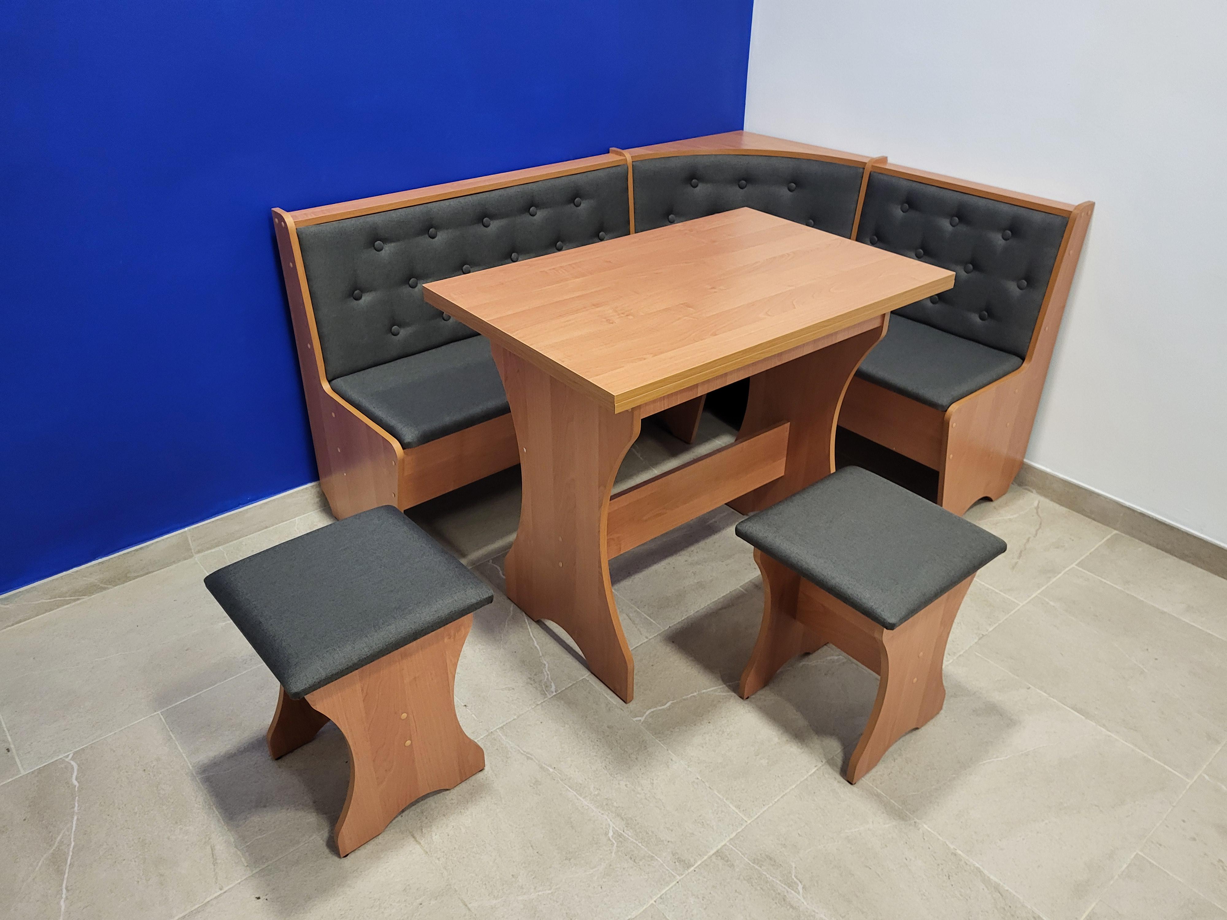 Мягкий уголок MS Мальмо в комплекте со столом и двумя табуретками 154х114 см Ольха (MS-KSTT-MS-V)